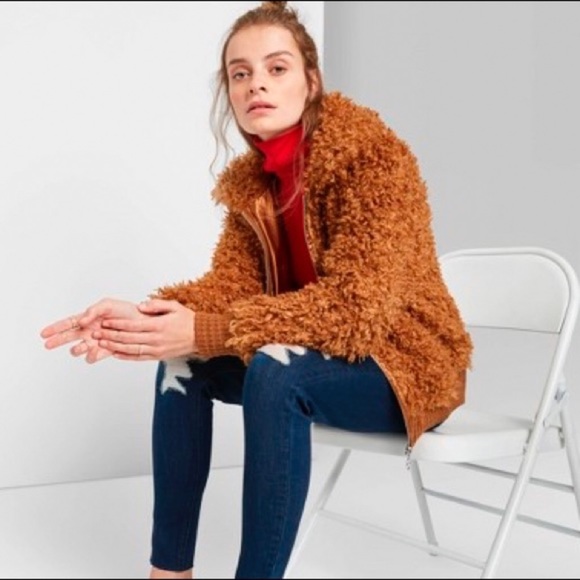 New Brown Faux Fur Sherpa Teddy Jacket XS - Picture 3 of 11